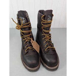 Georgia Men's Boots G103 Steel Toe Logger Work Lace-To-Toe Waterproof 9M NOB‎